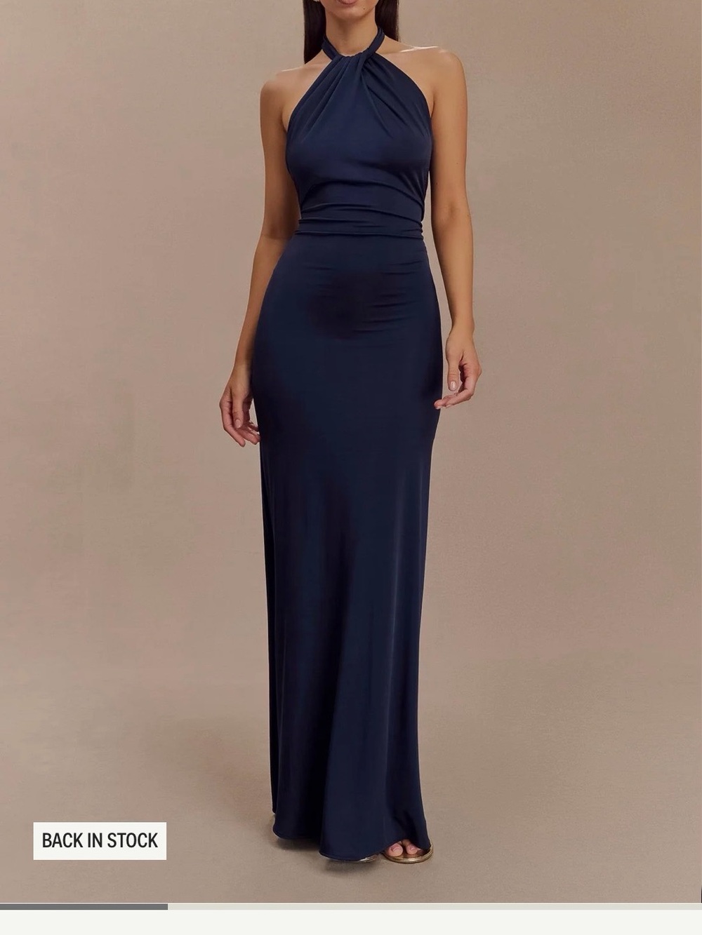 Meshki Eleyna Navy Halter Maxi Dress